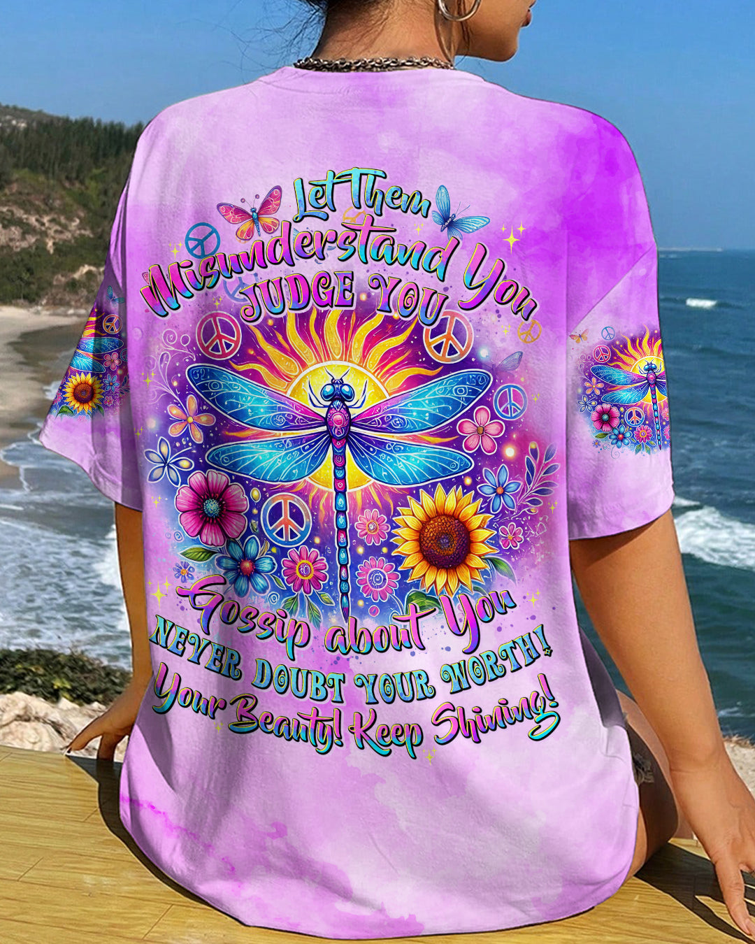 Emerald Blossoms - "Never Doubt Your Worth" Dragonfly All Over Print Shirt