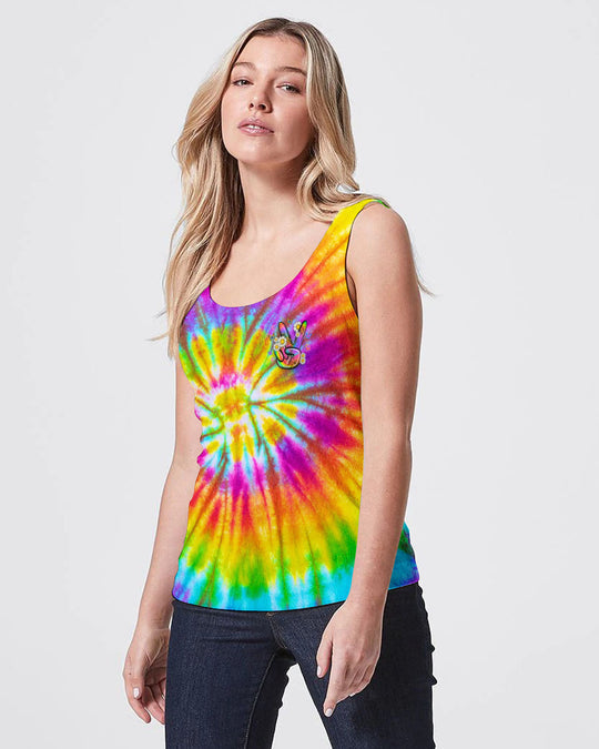 Emerald Blossoms - "Peace Out" Tie Dye All Over Print Shirt For Hippies