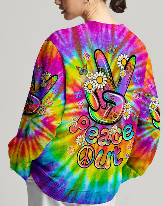 Emerald Blossoms - "Peace Out" Tie Dye All Over Print Shirt For Hippies