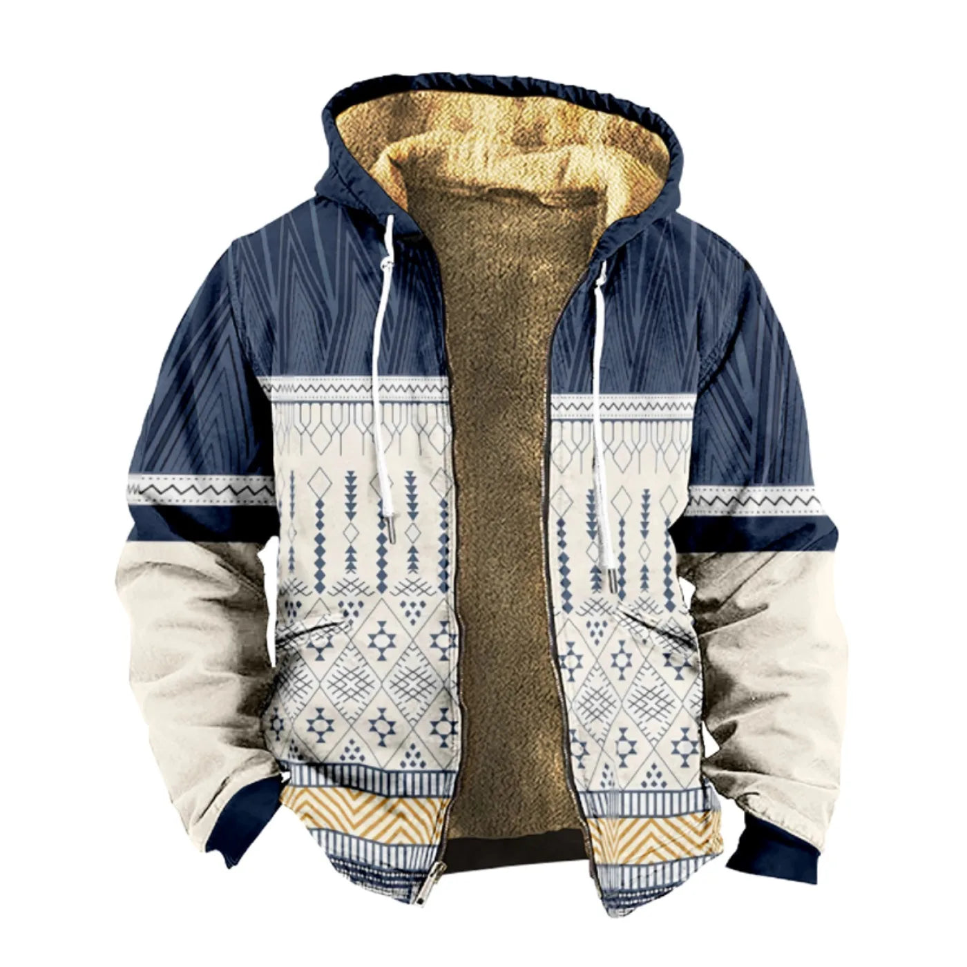 Persian Style Pattern Print Wool Hooded Jackets For Hippie