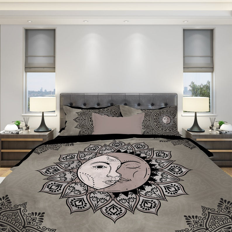 Emerald Blossoms - Queen Mandala Bedding Set For Hippies