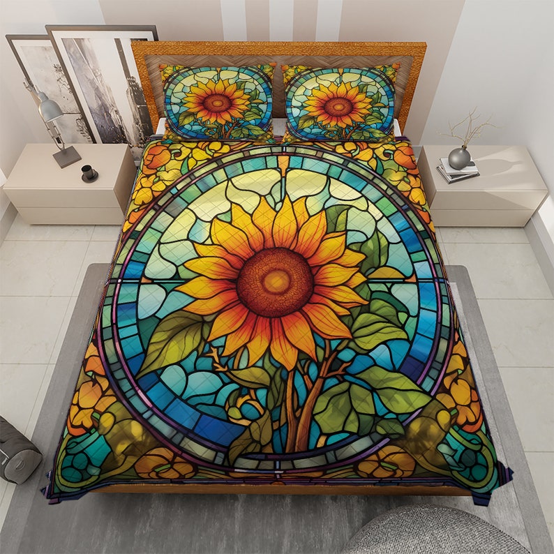 Retro Colorful Sunflower Bedding Set For Hippie