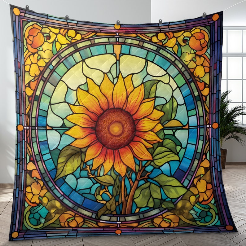 Emerald Blossoms - Retro Colorful Sunflower Bedding Set For Hippie