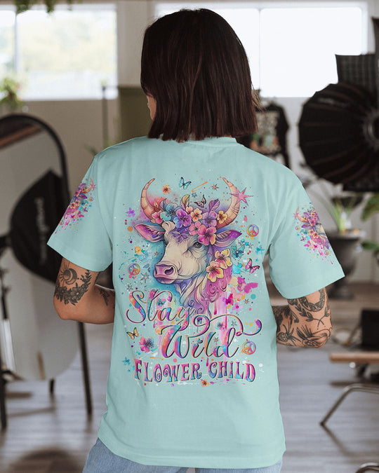 Emerald Blossoms - Stay Wild Flower Child Heifer All Over Print Shirt For Hippies