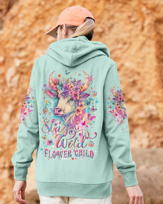 Emerald Blossoms - Stay Wild Flower Child Heifer All Over Print Shirt For Hippies