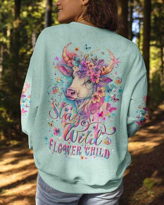 Emerald Blossoms - Stay Wild Flower Child Heifer All Over Print Shirt For Hippies