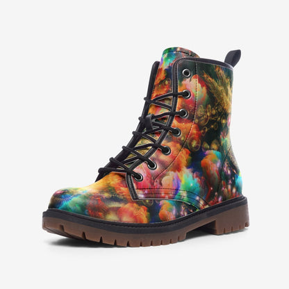 Emerald Blossoms - Saros Faux Leather Vegan Combat Boots For Hippies