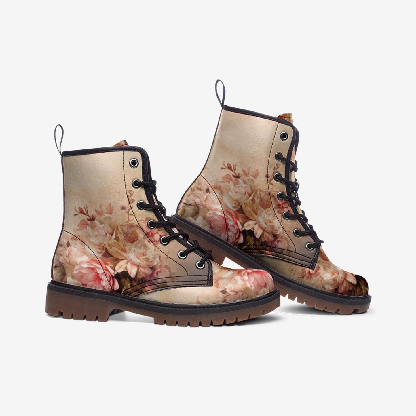 Emerald Blossoms - Spring Fling Casual Faux Leather Lightweight Boots Streetwear Boots Combat Boots For Hippies