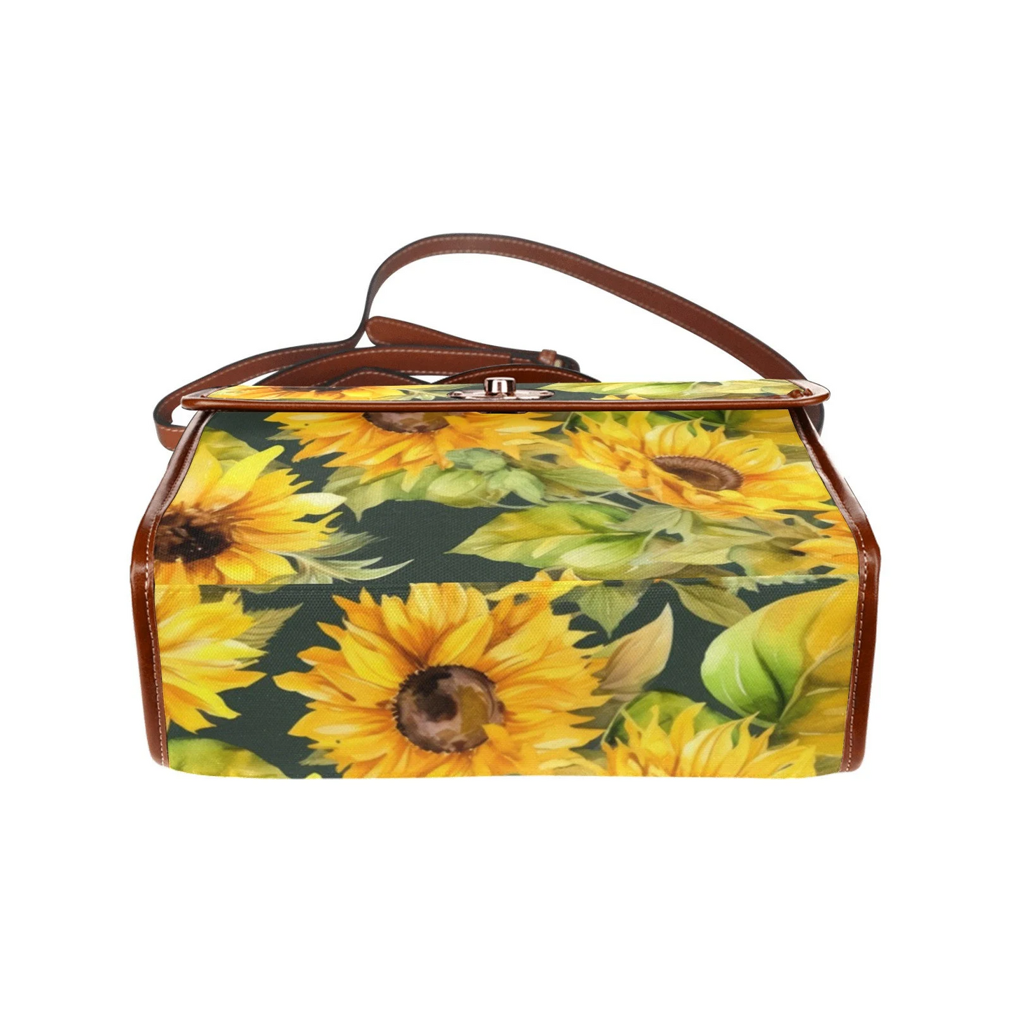 Emerald Blossoms - Sunflowers Canvas Satchel bag, Cute womens cross body purse, Yellow Flowers Bag, Summer hand bag, Adjustable shoulder strap bag