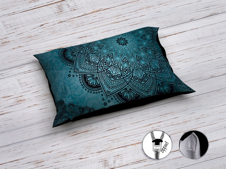 Emerald Blossoms - Teal Mandala Bedding Set For Hippies