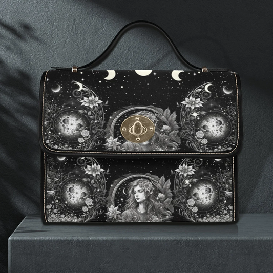 Emerald Blossoms - Satchel Bag Mystical Moon Phase For Hippies