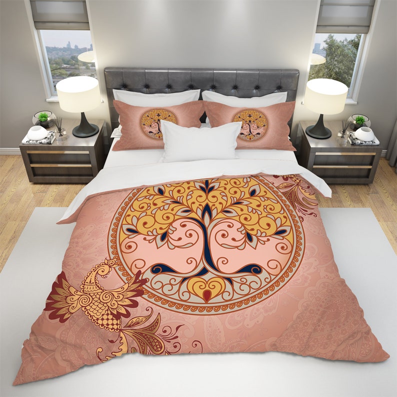 Emerald Blossoms - Tree Of Life Bedding Set For Hippies