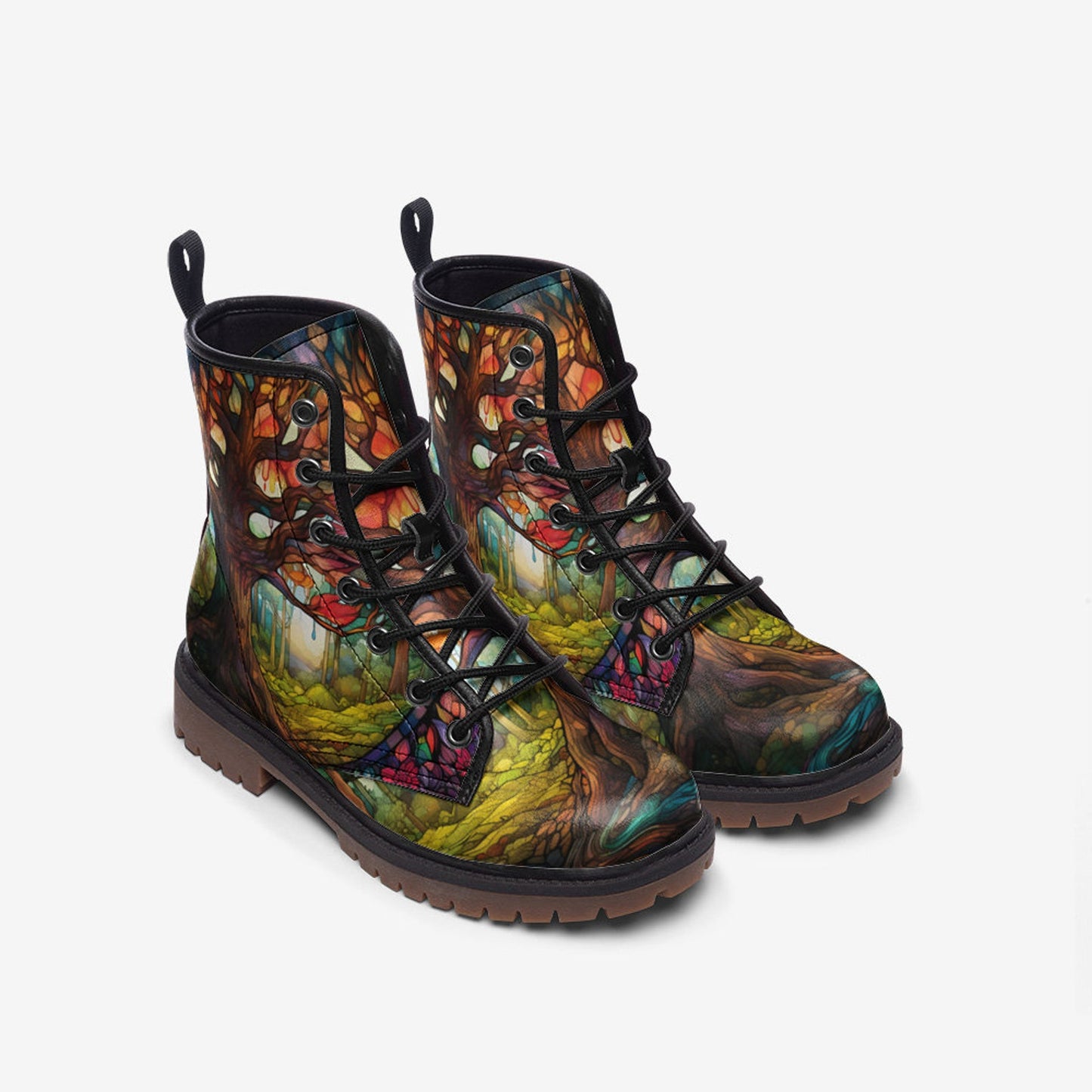 Emerald Blossoms - Tree of Life Casual Leather Lightweight Boots | Unique Boots For Hippies