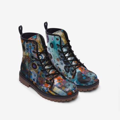 Emerald Blossoms - Vampire Art Grunge Arty Casual Leather Lightweight Boots For Hippies