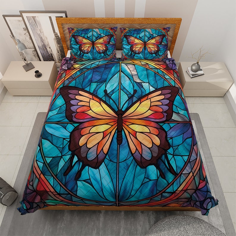 Vintage Butterfly Christmas Quilt Bedding Set For Hippies