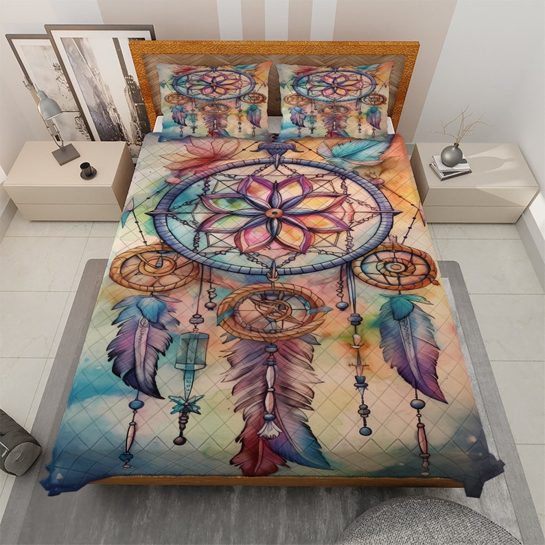 Vintage Dreamcatcher Holiday Quilt Set For Hippies