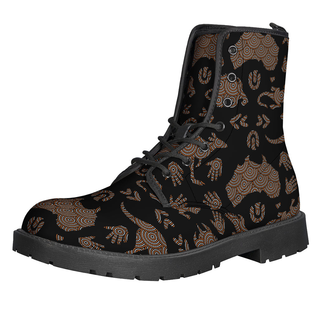 Step Out in Style with our Aboriginal Australian Pattern Print Leather Boots - 1