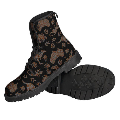 Step Out in Style with our Aboriginal Australian Pattern Print Leather Boots - 2