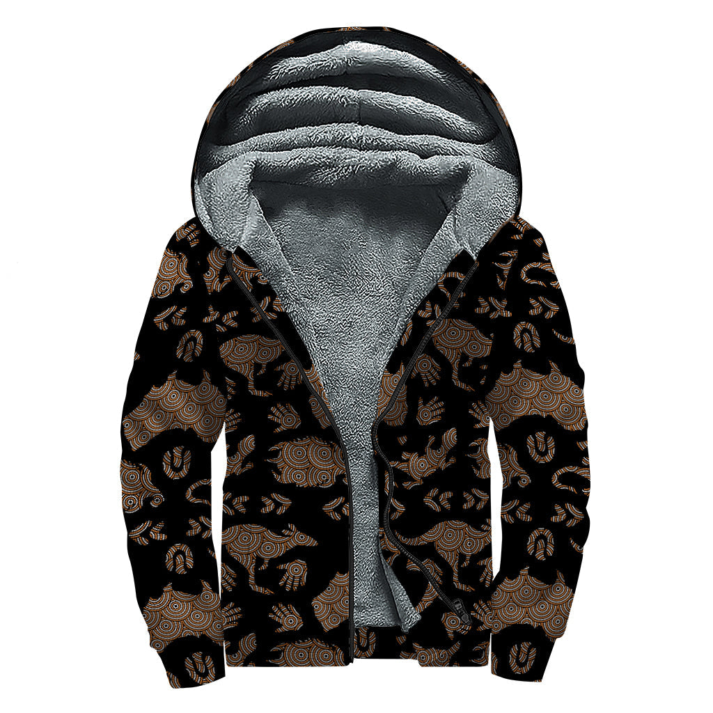 Boho Bliss: Aboriginal Australian Pattern Sherpa Lined Hoodie - 1