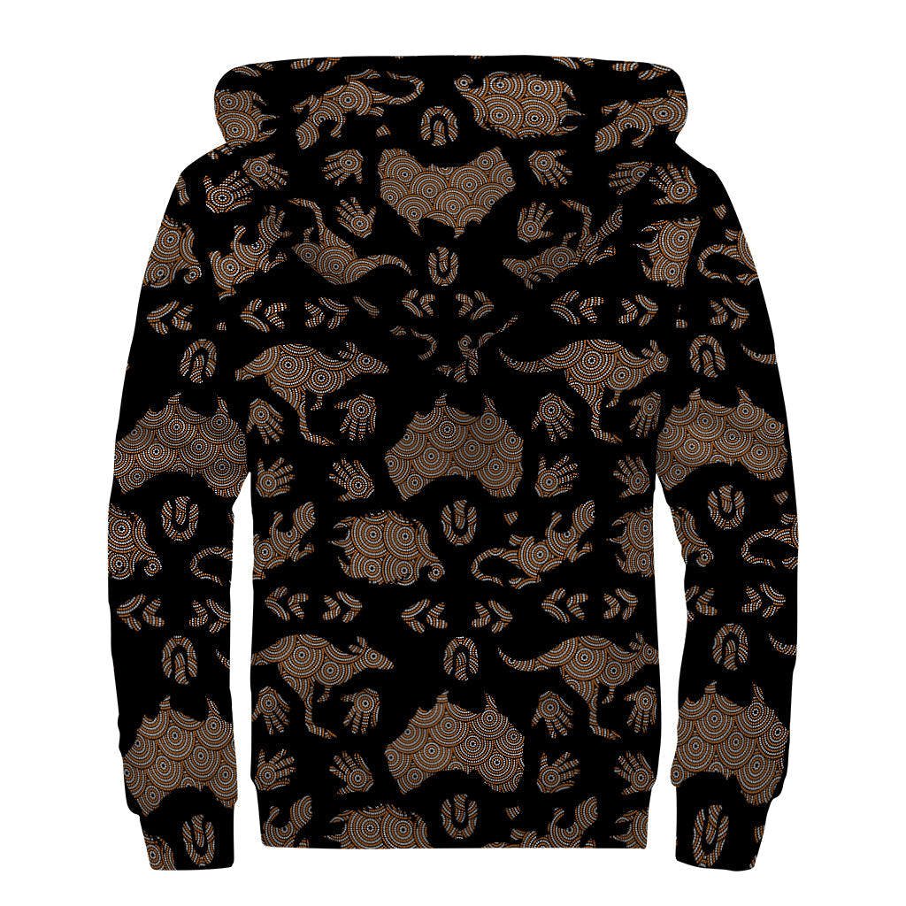 Boho Bliss: Aboriginal Australian Pattern Sherpa Lined Hoodie - 2