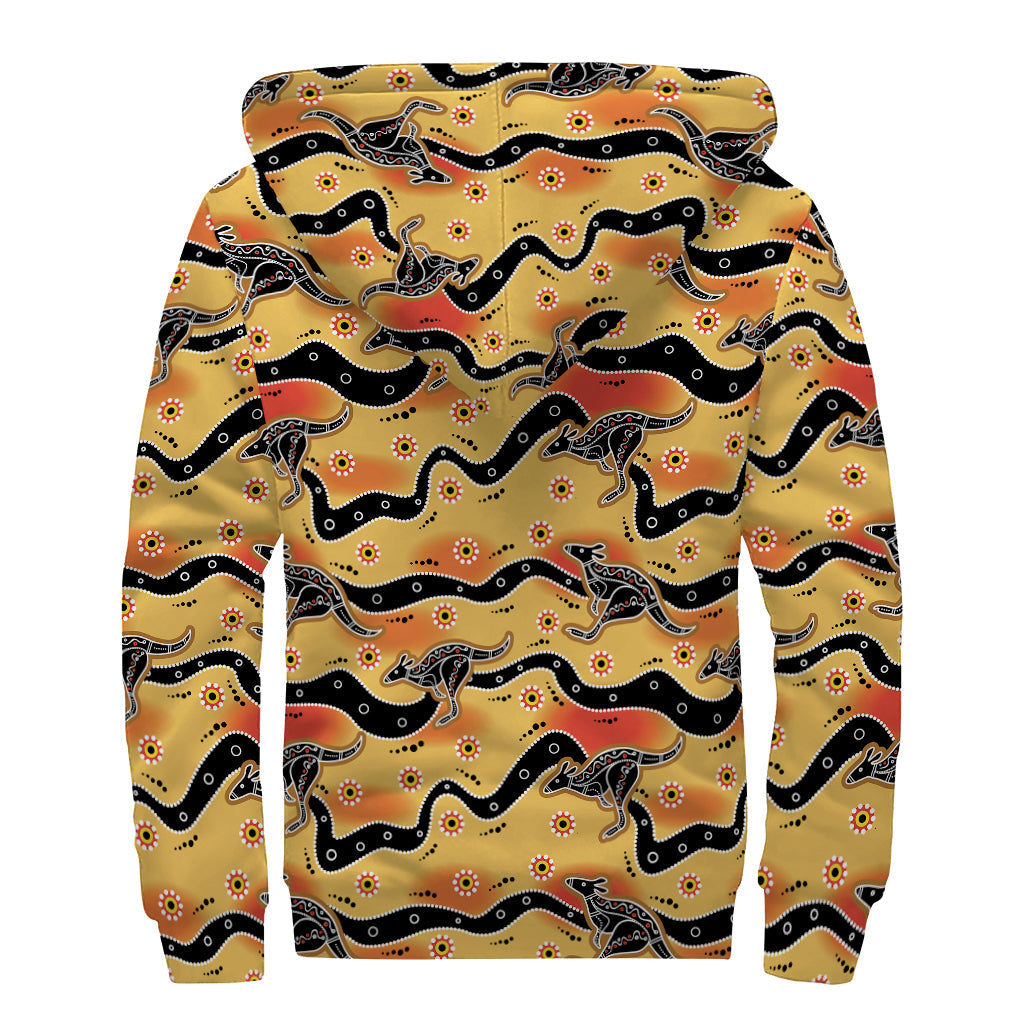 Aboriginal Kangaroo Pattern Sherpa Hoodie: Embrace Your Inner Hippie Chic - 2