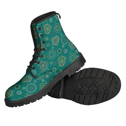 Step Out in Style: Aboriginal Sea Turtle Pattern Leather Lightweight Boots for Hippies - 2