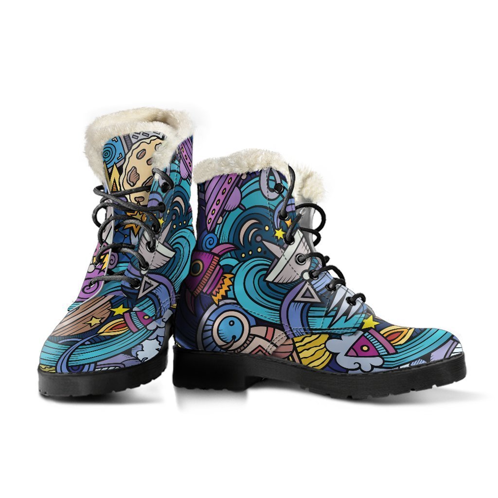 Groovy Galaxy Faux Fur Leather Boots for the Free-Spirited Hippie - 3