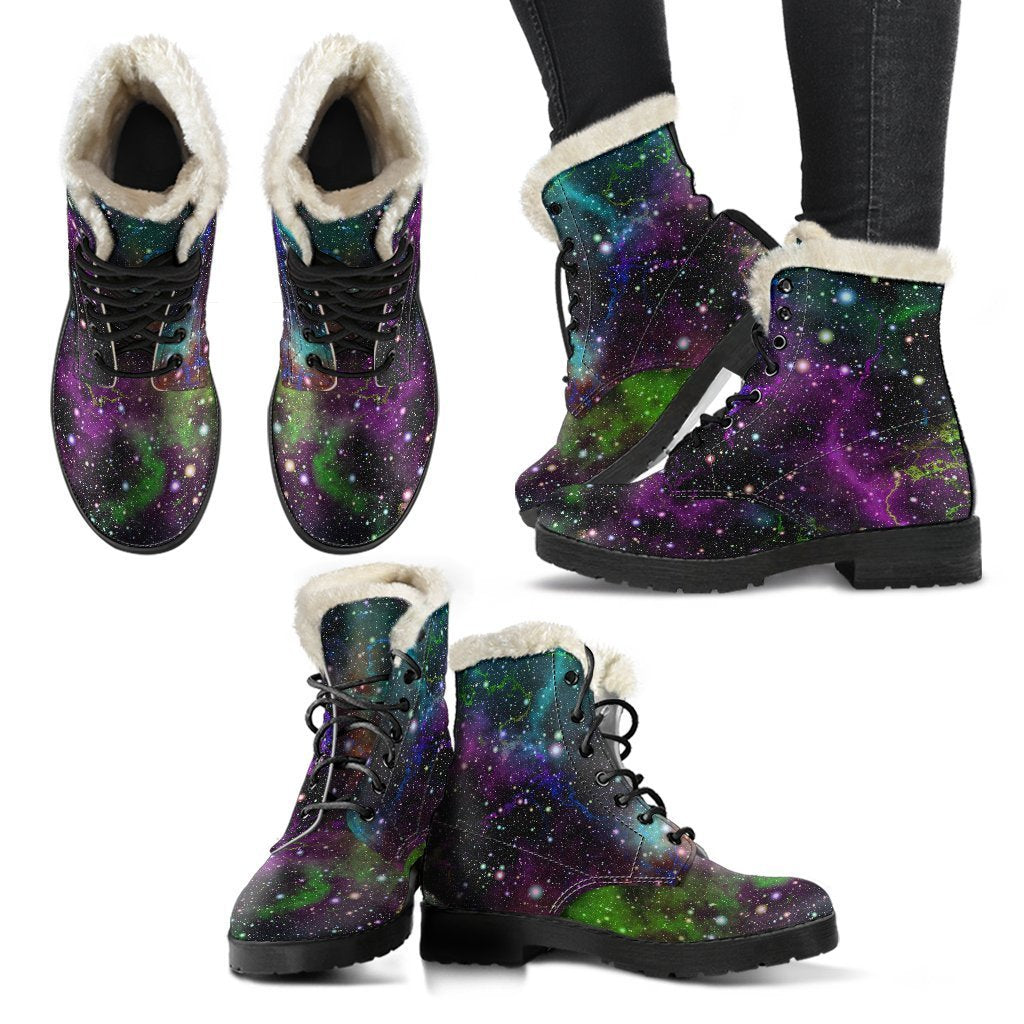 Groovy Galactic Faux Fur Leather Boots for Free-Spirited Hippies - 2