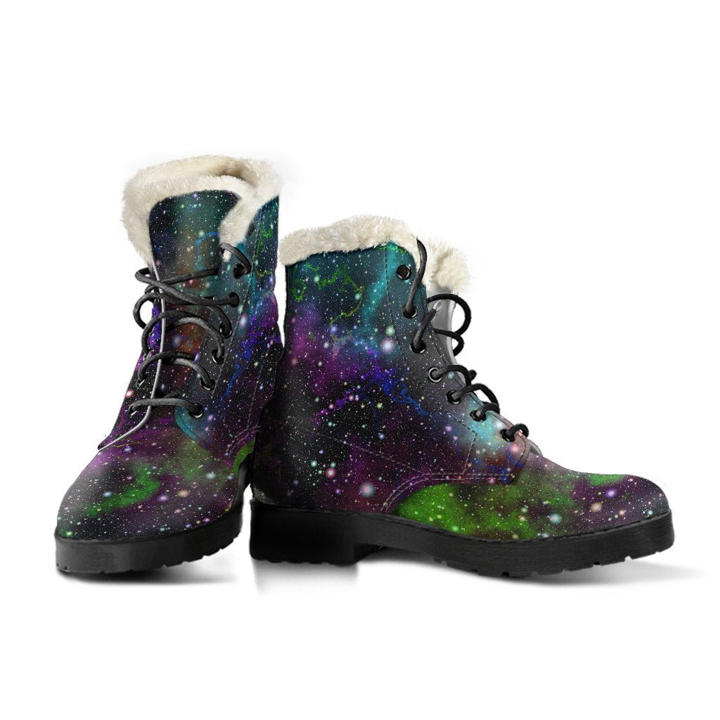 Groovy Galactic Faux Fur Leather Boots for Free-Spirited Hippies - 3