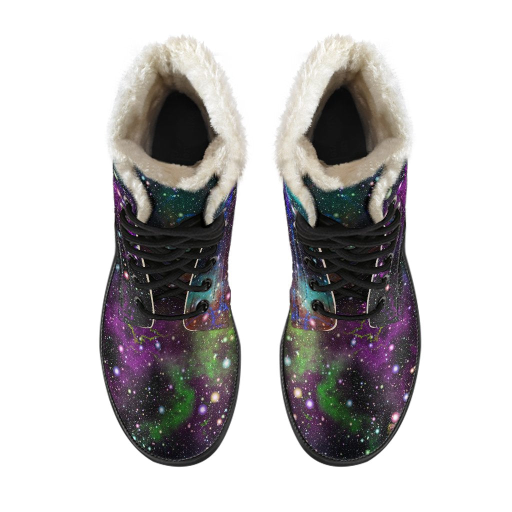 Groovy Galactic Faux Fur Leather Boots for Free-Spirited Hippies - 4