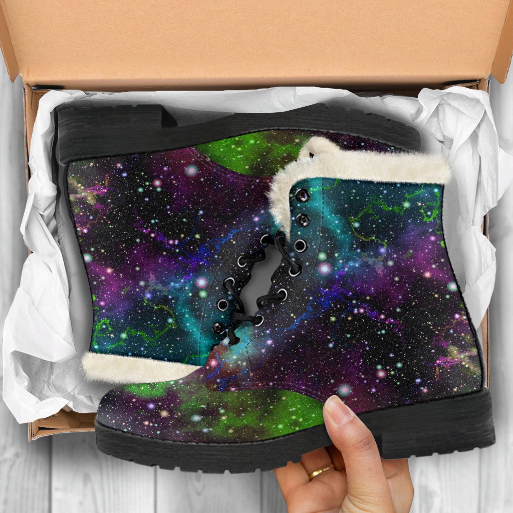 Groovy Galactic Faux Fur Leather Boots for Free-Spirited Hippies - 5