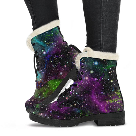 Groovy Galactic Faux Fur Leather Boots for Free-Spirited Hippies - 1