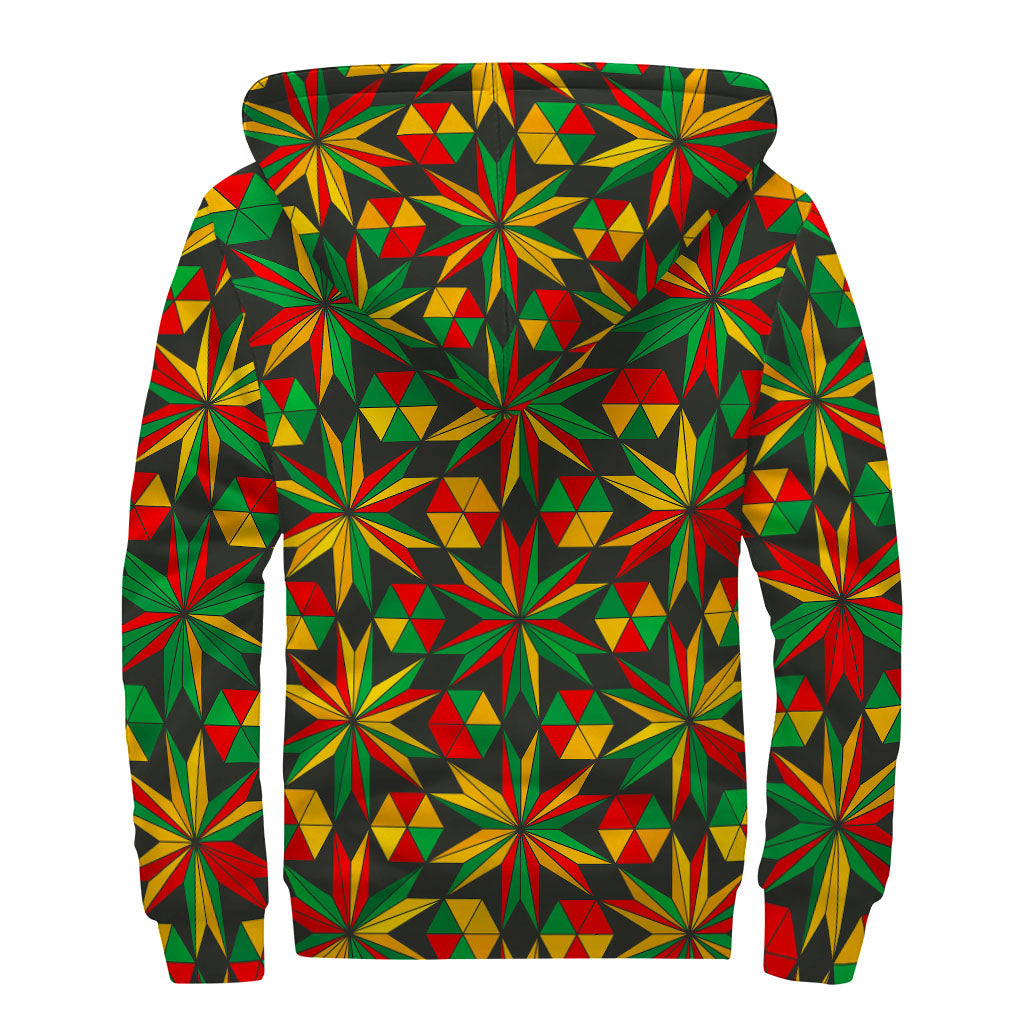 Abstract Geometric Reggae Pattern Sherpa Lined Zip Up Hoodie - Embrace Your Inner Hippie - 2