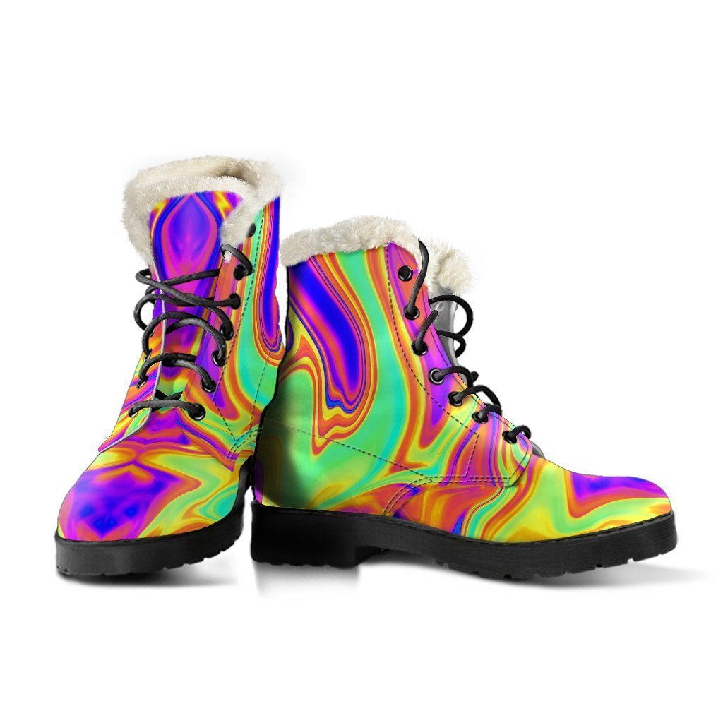 Psychedelic Dreams: Faux Fur Leather Boots for Hippies - 3