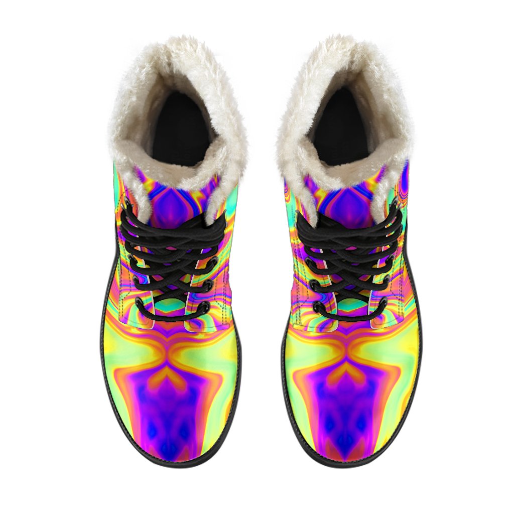 Psychedelic Dreams: Faux Fur Leather Boots for Hippies - 4