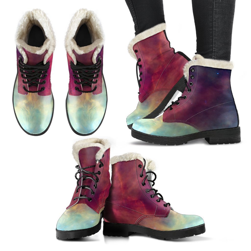 Spacey Faux Fur Leather Boots for Free-Spirited Hippies - 2