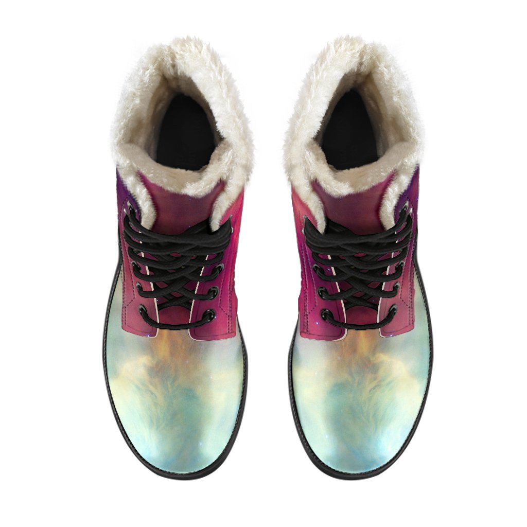 Spacey Faux Fur Leather Boots for Free-Spirited Hippies - 4