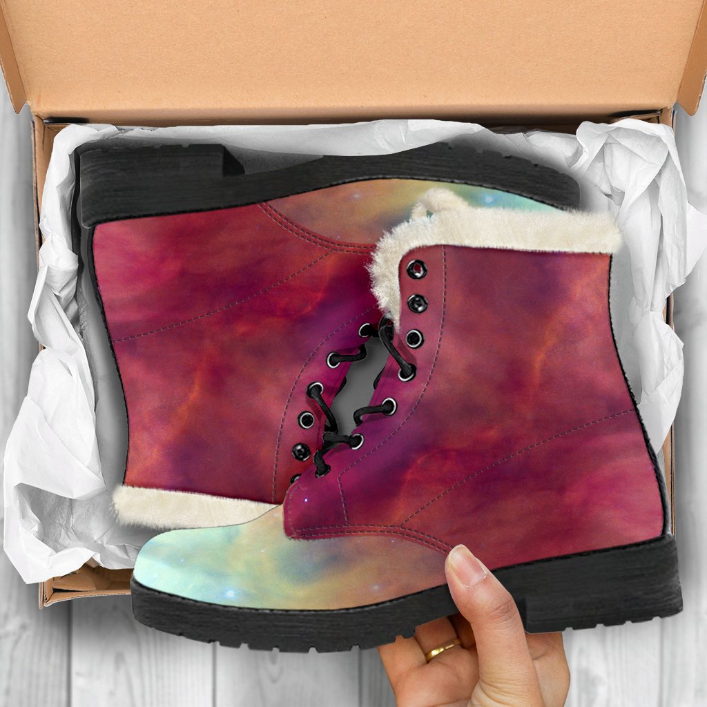 Spacey Faux Fur Leather Boots for Free-Spirited Hippies - 5