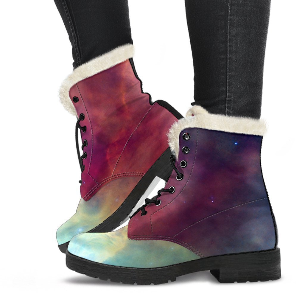 Spacey Faux Fur Leather Boots for Free-Spirited Hippies - 1