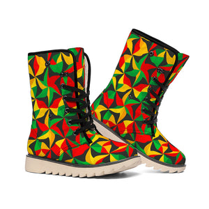 Emerald Blossoms -  Abstract Reggae Pattern Print Winter Boots For Modern Hippie