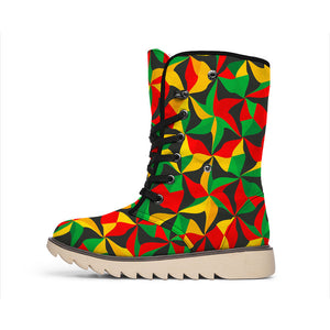 Emerald Blossoms -  Abstract Reggae Pattern Print Winter Boots For Modern Hippie