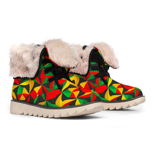 Emerald Blossoms -  Abstract Reggae Pattern Print Winter Boots For Modern Hippie