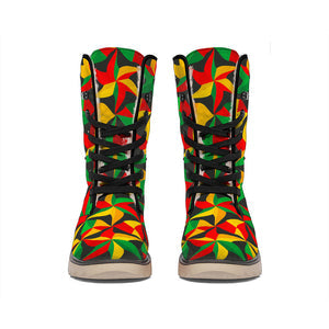 Emerald Blossoms -  Abstract Reggae Pattern Print Winter Boots For Modern Hippie