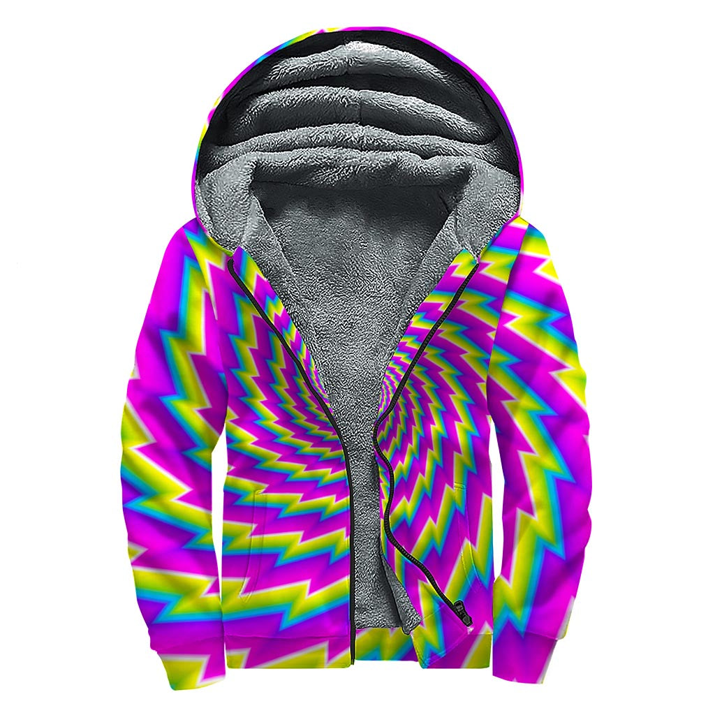 Abstract Twisted Optical Illusion Sherpa Lined Hoodie for Groovy Hippies - 1