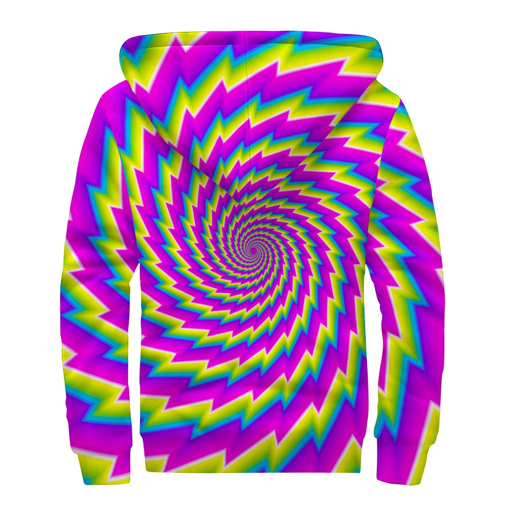 Abstract Twisted Optical Illusion Sherpa Lined Hoodie for Groovy Hippies - 2