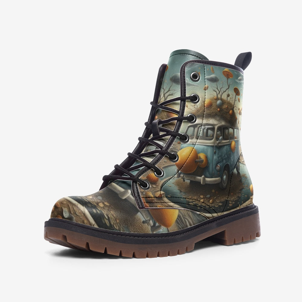 Emerald Blossoms - Road Trippin' with Hippie Van Casual Leather Lightweight Boots for Adventurous Souls