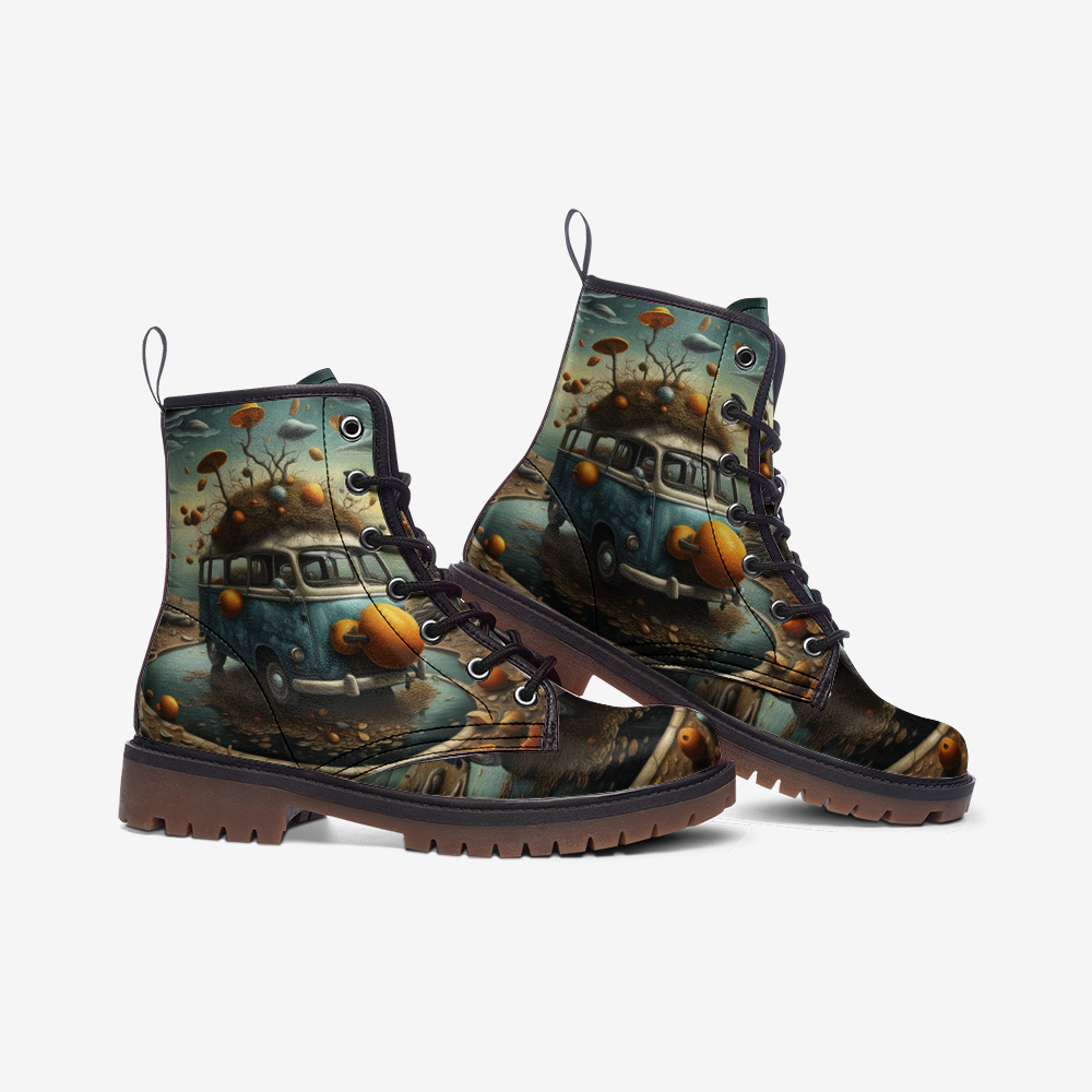 Emerald Blossoms - Road Trippin' with Hippie Van Casual Leather Lightweight Boots for Adventurous Souls