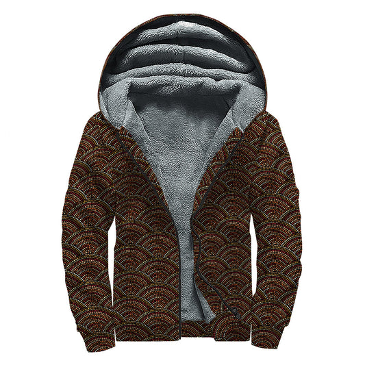 Groovy Vibes: African Afro Dot Pattern Sherpa Lined Hoodie - 1