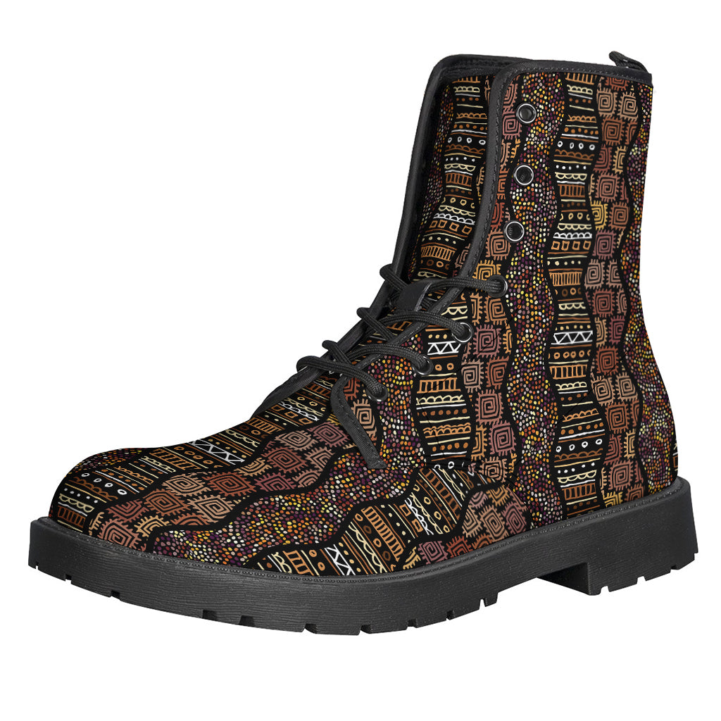 Groovy Vibes: African Afro-Inspired Pattern Leather Boots for Hippies - 1