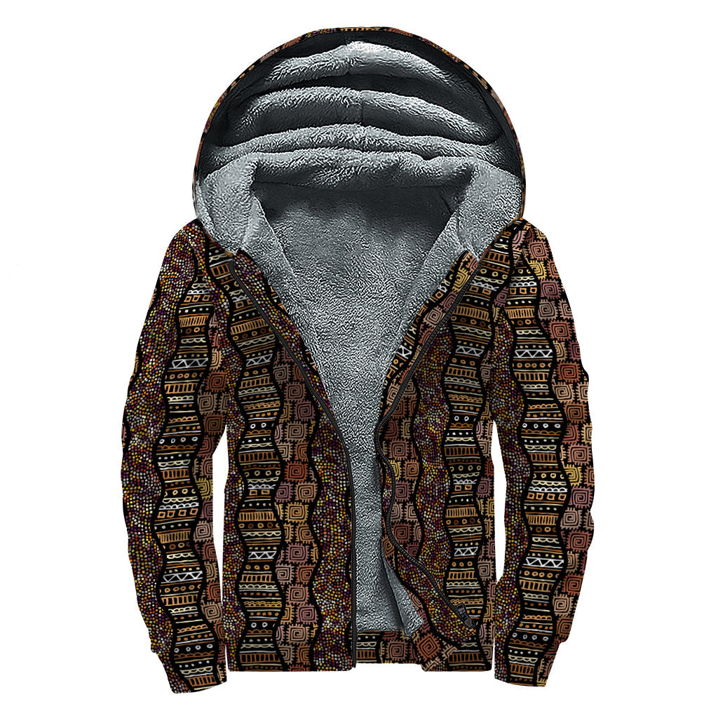 Groovy Vibes: African Afro-Inspired Pattern Print Sherpa Lined Zip Up Hoodie - 1